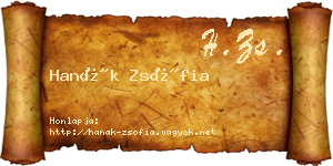 Hanák Zsófia névjegykártya